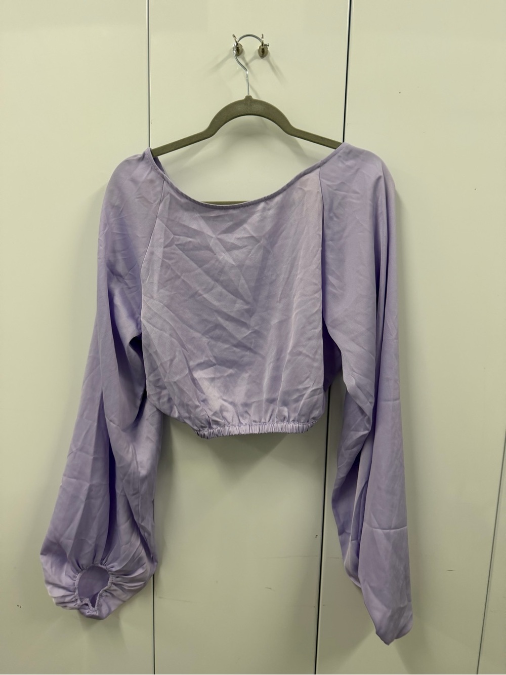 WeWoreWhat Lilac Balloon-Sleeve Crop Top